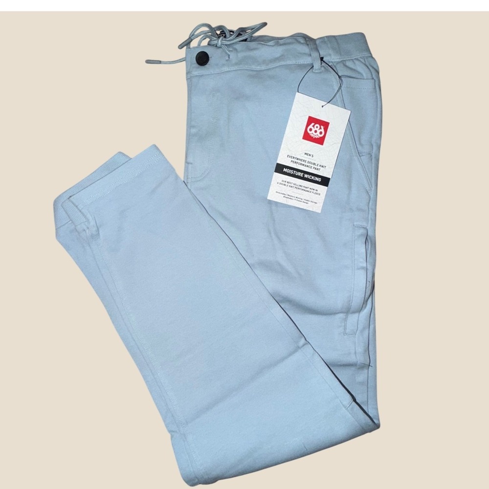 686 Everywhere Double Knit Performance Pant Mens L Light Blue KCRGNS26 NWT